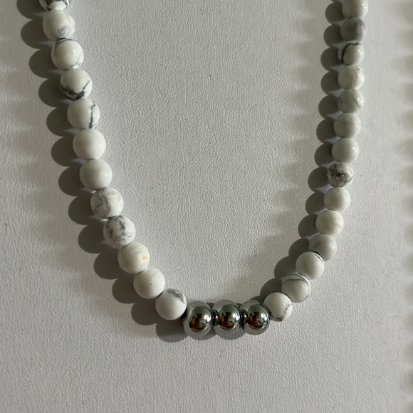 Tocara Marble and Silver Beads Necklace Set - Picture 2 of 2